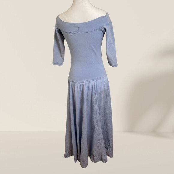 Luna Luz Off-Shoulder Blue Midi Dress - Size S - Picture 3 of 8